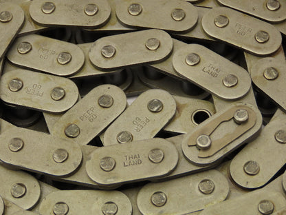 Peer #60 Roller Chain Single Strand Riveted 3/4" Pitch 130.5"  Lot of 2