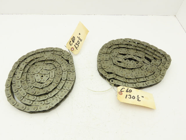 Peer #60 Roller Chain Single Strand Riveted 3/4" Pitch 130.5"  Lot of 2