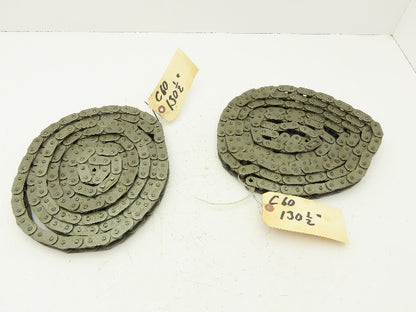 Peer #60 Roller Chain Single Strand Riveted 3/4" Pitch 130.5"  Lot of 2