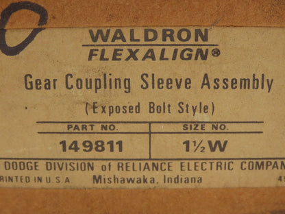 Dodge 149811 Waldron Flexalign Gear Coupling Sleeve Size 1-1/2W 6"OD