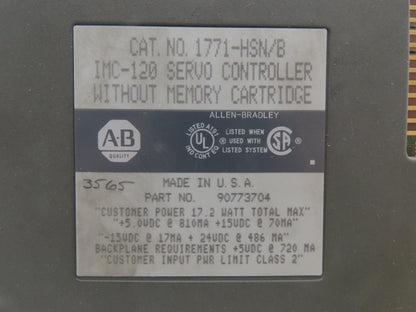 Allen Bradley 1771-HSN/B Servo Controller 95K CMOS Memory Module Cartridge