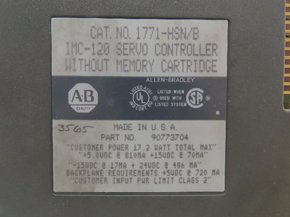 Allen Bradley 1771-HSN/B Servo Controller 95K CMOS Memory Module Cartridge