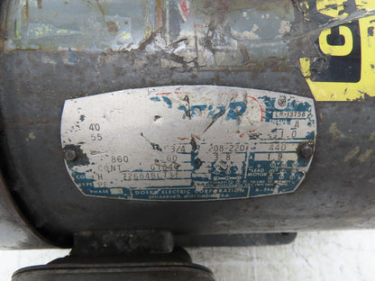 Doerr AC Motor 3/4Hp 860 RPM 230/460V 3PH 184C TEFC