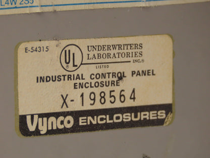 Vynco X-198564 Industrial Control Panel Enclosure 16x14x5-1/2" Fiberglass