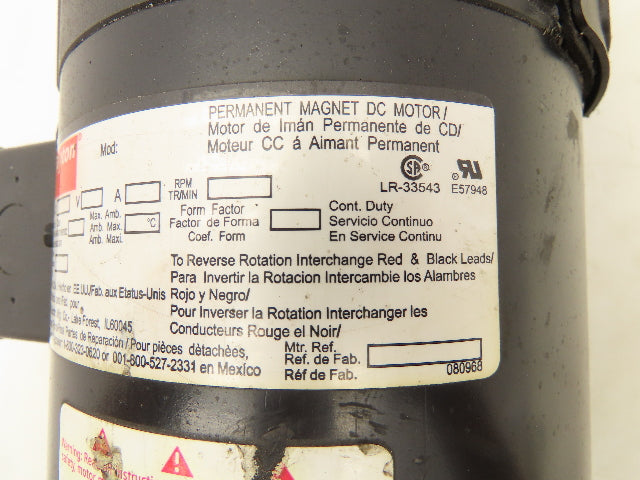 Dayton DC Permanent Magnet Motor 1/2-3/4Hp 180VDC 56C Frame 1750RPM