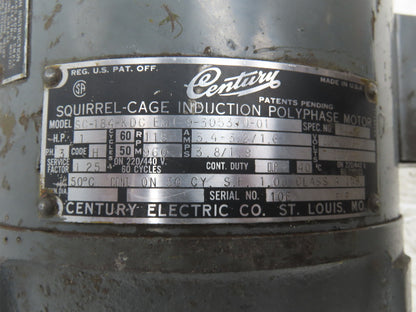 Century SC-184-KDC Squirrel Cage Induction Motor 1Hp 1150 RPM 208-220/440V 3PH