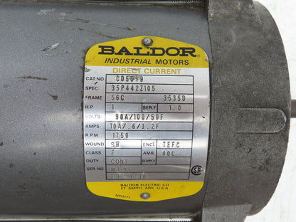 Baldor CD5319 Direct Current DC Motor 1Hp 90V 100/50V Field 1750RPM 10A 56C-Face