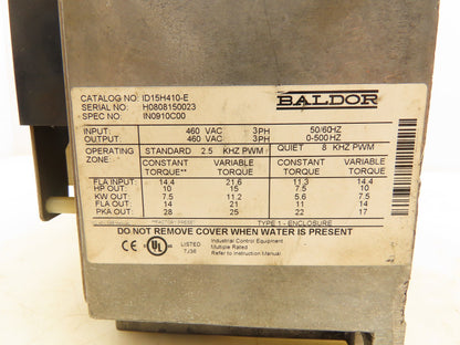 Baldor ID15H410-E Adjustable Speed Drive VDF 15Hp 480V 3PH Parts Only