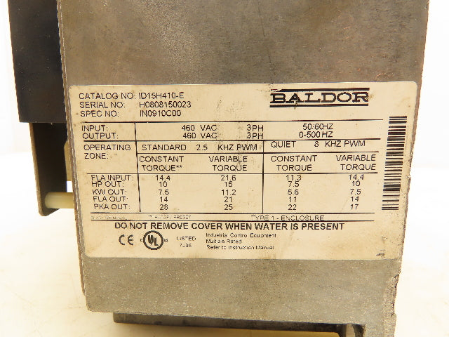 Baldor ID15H410-E Adjustable Speed Drive VDF 15Hp 480V 3PH Parts Only