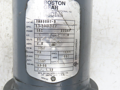 Boston Gear PM950AT-B Permanent Magnet DC Motor 90V .5Hp 1750 RPM 4.8A 56C 3336P