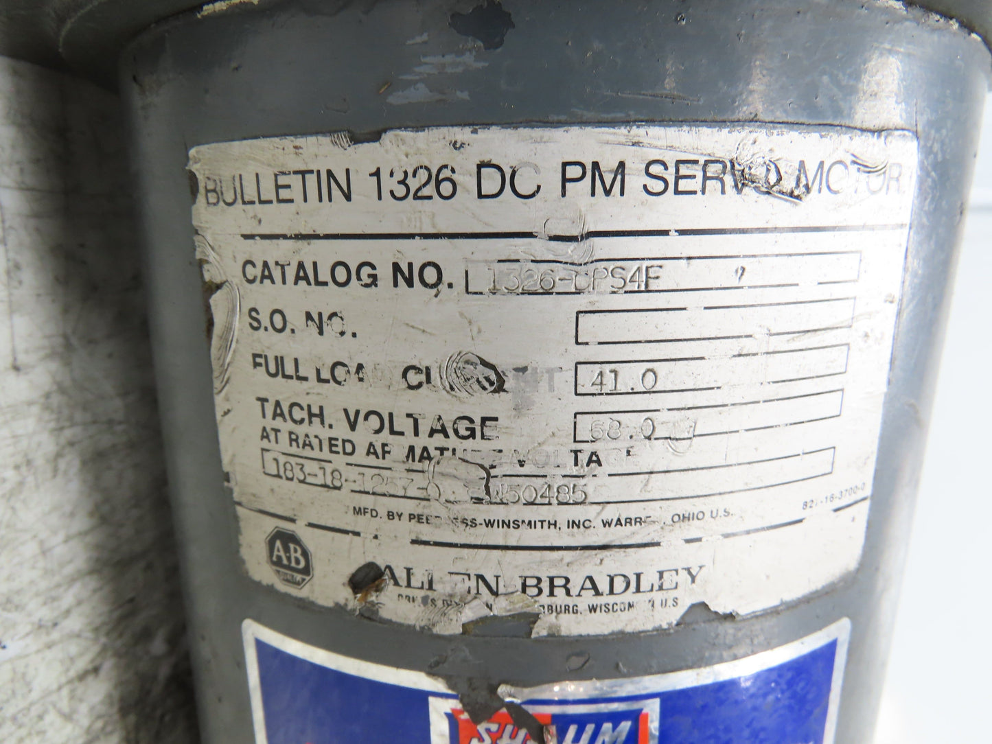 Allen Bradley 1326-DPS4F Permanent Magnet DC Servo Motor 41A 68V Tach