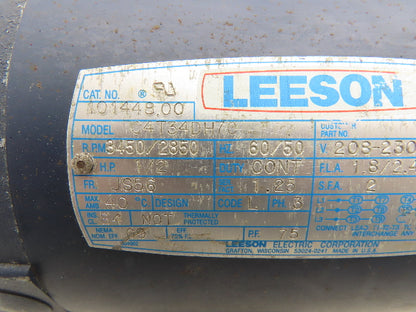 Leeson C4T34DH7C AC Motor 1/2Hp 3450 RPM 208-230/460V 3PH JS56 Frame 101448.00