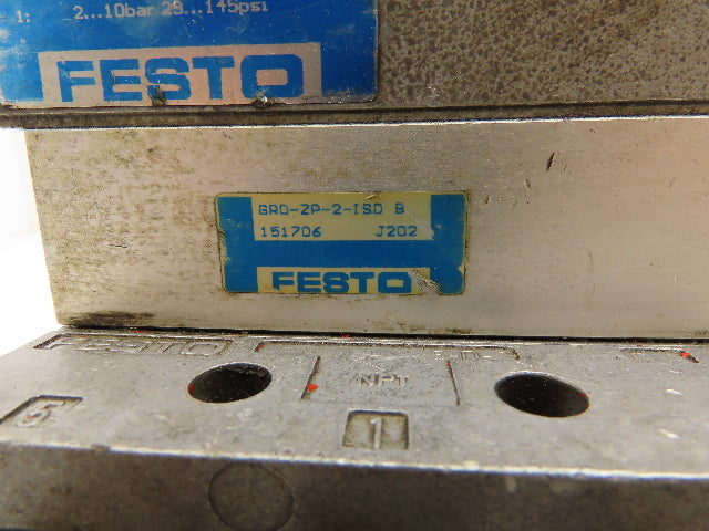 Festo MVH-5/2-D-2-C Pneumatic Solenoid Valve Manifold Assembly 24VDC 1/2" NPT