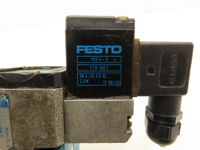 Festo MVH-5/2-D-2-C Pneumatic Solenoid Valve Manifold Assembly 24VDC 1/2" NPT