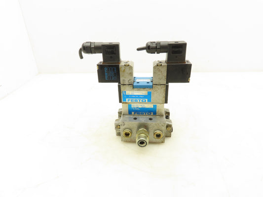 Festo JMVH-5/2-D-1-C Pneumatic Solenoid Valve Manifold Assembly 24VDC 3/8" NPT