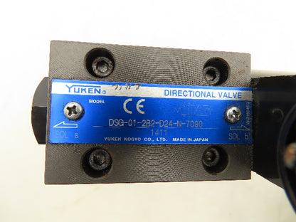 Yuken DSG-01-2B2-D24-N-7090 Directional Solenoid Relief Valve Manifold Stack 24V
