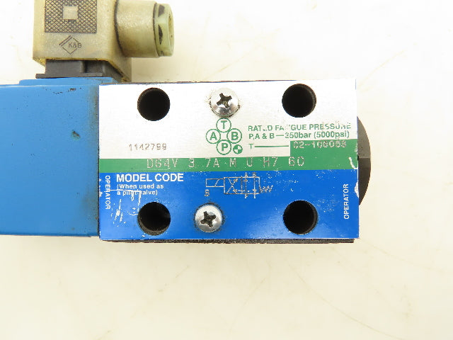 Vickers DG4V-3-7A-M-U-H7-60 Hydraulic Directional Solenoid Valve 24VDC