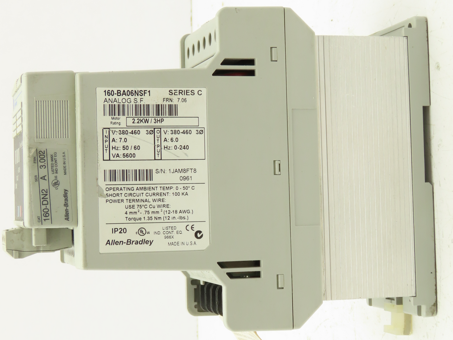 Allen-Bradley 160-BA06NSF1 Variable Speed Drive 380-460 7A 3PH 5HP IP20 Series C