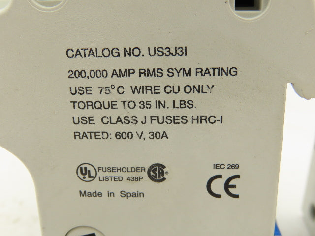 Gould US3J31 UltraSafe Fuse Holder 3 Pole 30A 600V Lot Of 2