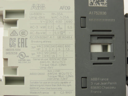 ABB AF09-30-10-11 Contactor Auxiliary Contact 3PH 600V 25A Lot of 4