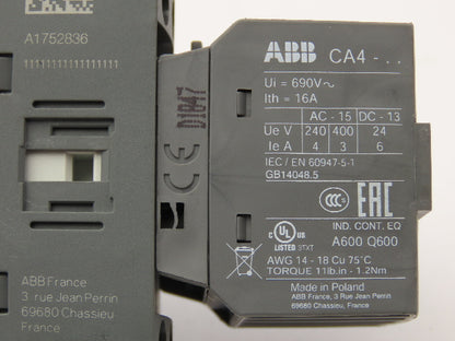 ABB AF09-30-10-11 Contactor Auxiliary Contact 3PH 600V 25A Lot of 4