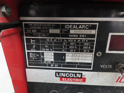 Lincoln 9939 IDEALARC CV 300 Mig Welder LN 7 Wire Feeder 230/460 Volt Tested