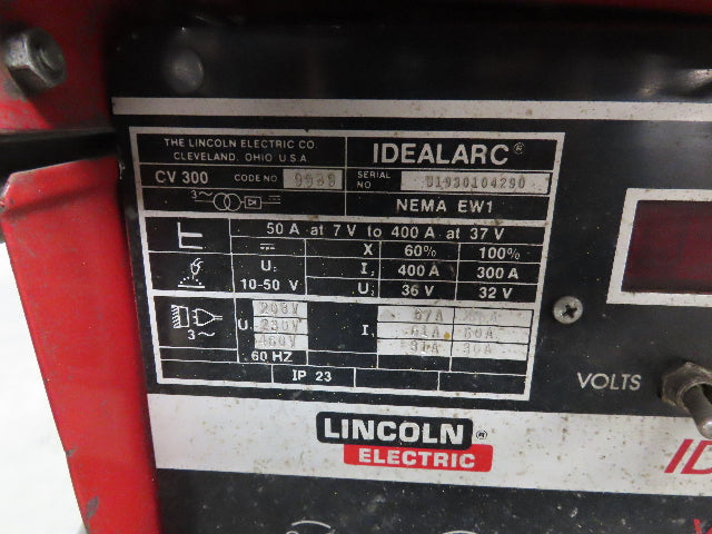 Lincoln 9939 IDEALARC CV 300 Mig Welder LN 7 Wire Feeder 230/460 Volt Tested