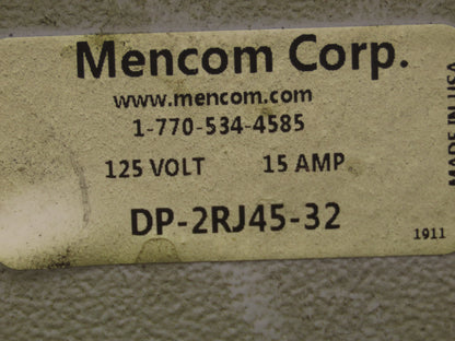 Mencom DP-2RJ45-32 Panel Interface Connector Duplex Outlet 15A 125V