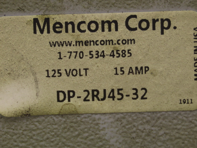 Mencom DP-2RJ45-32 Panel Interface Connector Duplex Outlet 15A 125V