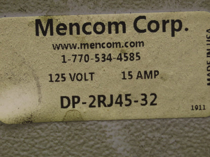 Mencom DP-2RJ45-32 Panel Interface Connector Duplex Outlet 15A 125V