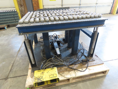 36"x 33" Steel Ball Transfer Conveyor Table Electro-Hydraulic Lift 115V