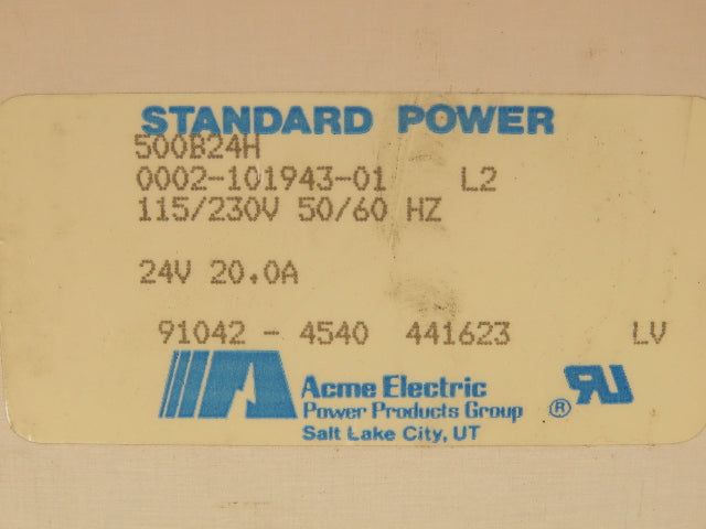 ACME 500B24H Standard Power Supply 24VDC 20A Output 115/230V Input