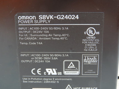 Omron S8VK-G24024 Power Supply 24VDC 10A 100-240V Input