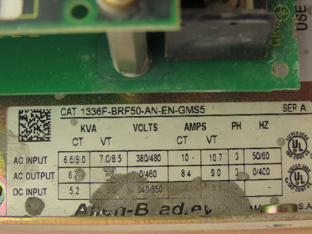 Allen Bradley 1336S-BRF50-AN-EN-GMS5 Variable Speed Drive 460V 3 Phase 5HP Ser.B