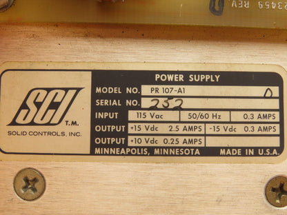 SCI Solid Controls PR107-A1 Power Supply Assembly 115VAC 0.3A
