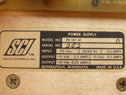 SCI Solid Controls PR107-A1 Power Supply Assembly 115VAC 0.3A