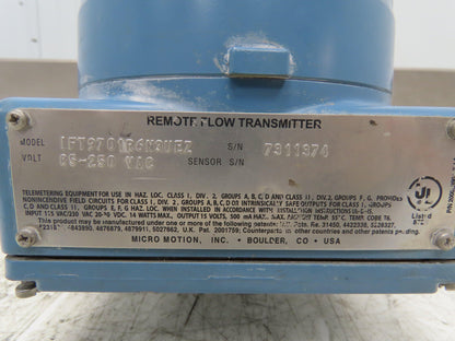 Micro Motion R200SS999U Mass Flow Sensor 2" Remote Flow Transmitter