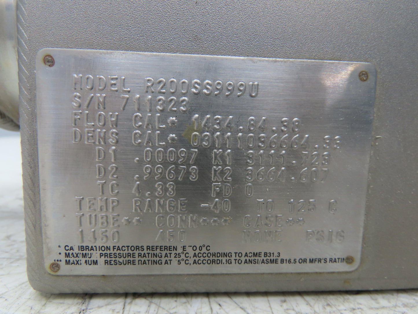 Micro Motion R200SS999U Mass Flow Sensor 2" Remote Flow Transmitter