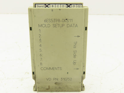 Siemens 6ES5398-0KS11 Memory Cartridge Mold Setup Data Card