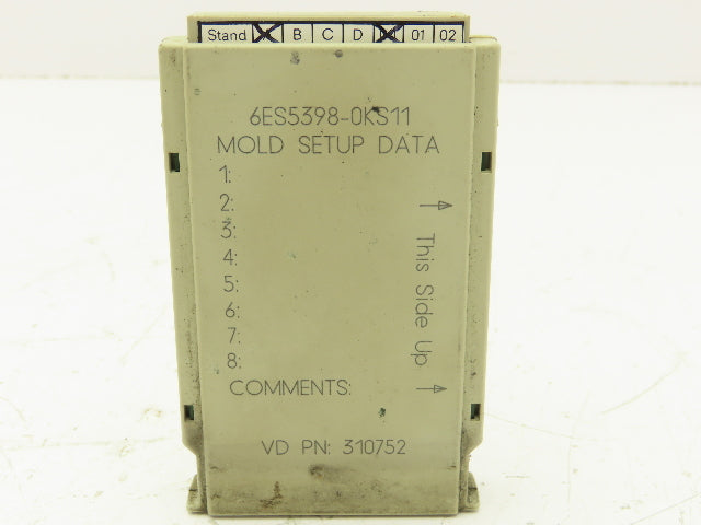 Siemens 6ES5398-0KS11 Memory Cartridge Mold Setup Data Card