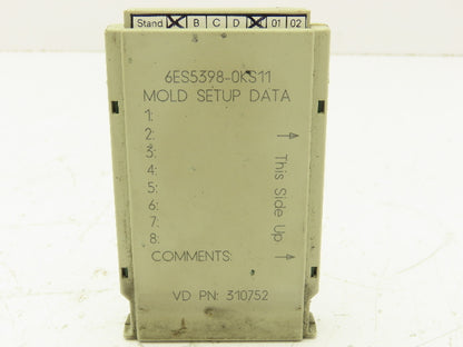 Siemens 6ES5398-0KS11 Memory Cartridge Mold Setup Data Card