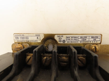Allen Bradley 709-TOD103 Motor Starter Contactor 115-120 Coil 110V 2HP Max