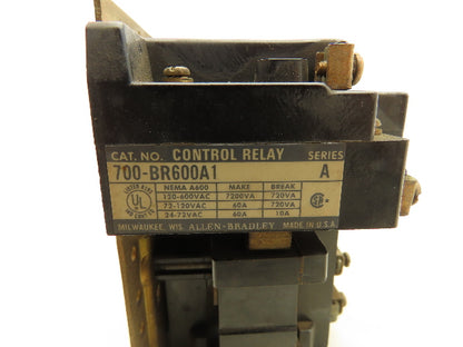 Allen Bradley 700-BR600A1 AC Control Relay 120VAC Coil 600VAC 60A 6NO Ser.A
