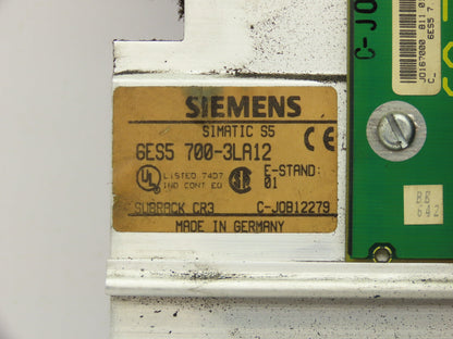 Siemens 6ES5 700-3LA12 Simatic PLC Slot Rack Chassis w/Adaptor Casing