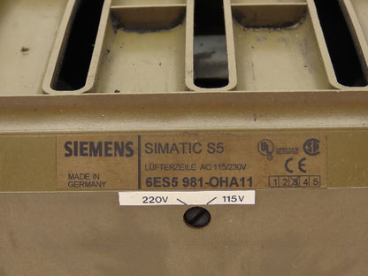 Siemens 6ES5 981-OHA11 Simatic S5 Cooling Fan Line Vent Module 115/230V