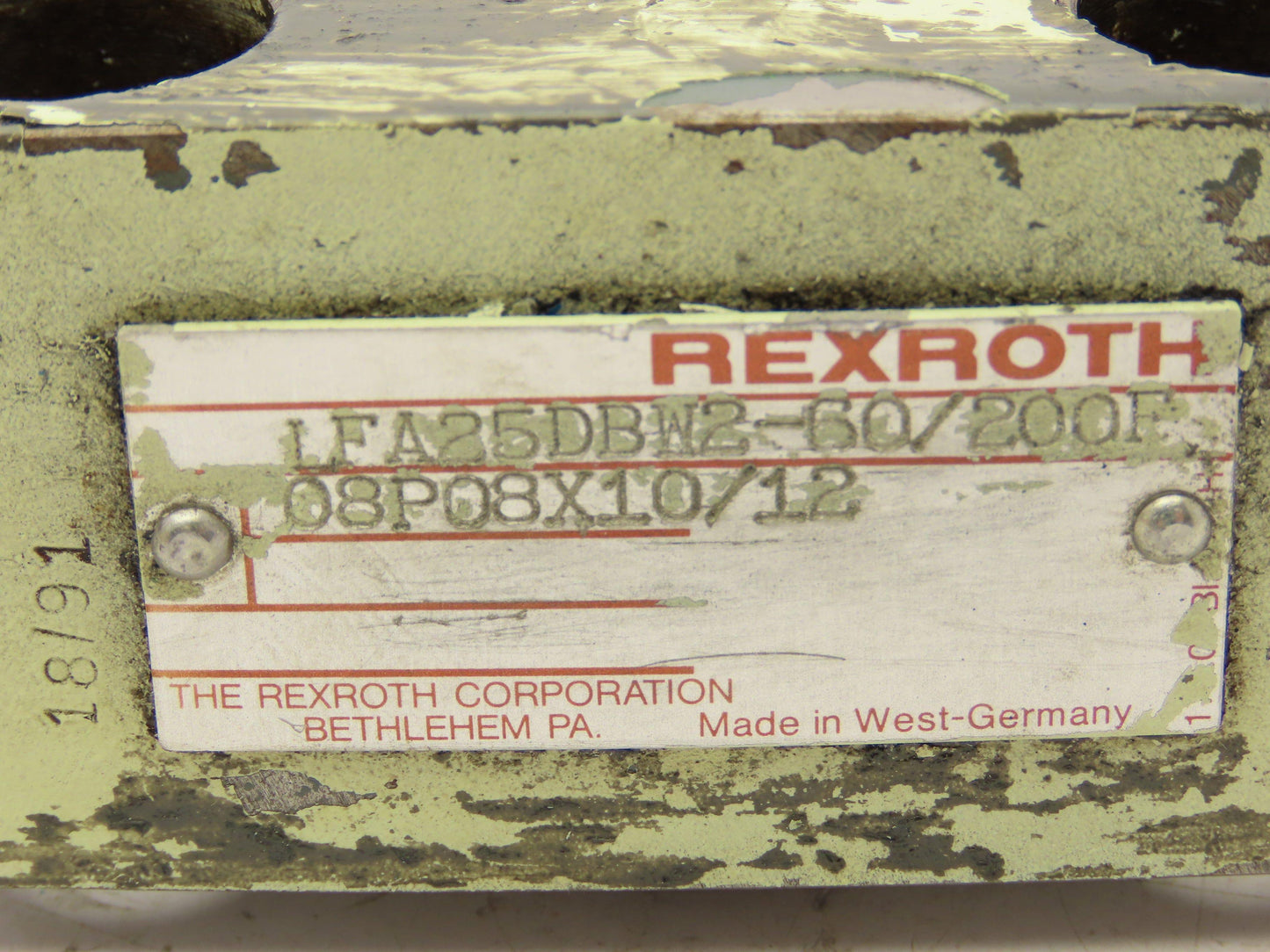 Rexroth LFA25DBW2-60/200F-08P08X10/12 Cartridge Valve Logic Cover