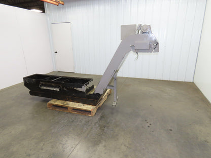 Enomoto Hinge Belt CNC Chip Conveyor 15"x 62" Infeed 40" Discharge 220V 3PH