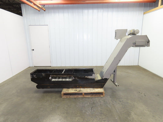 Enomoto Hinge Belt CNC Chip Conveyor 15"x 62" Infeed 40" Discharge 220V 3PH