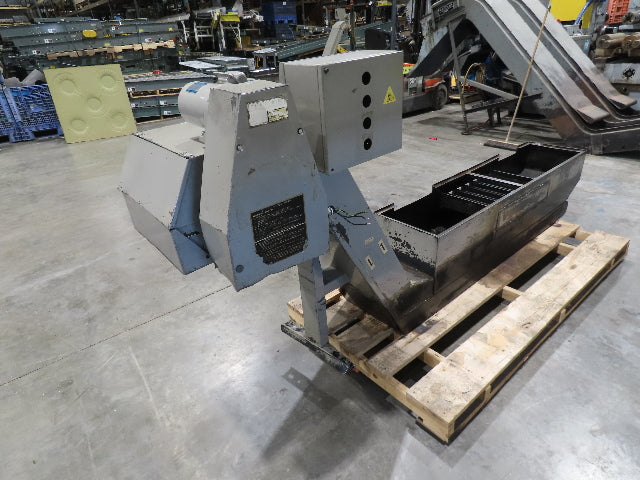 Enomoto Hinge Belt CNC Chip Conveyor 15"x 62" Infeed 30" Discharge 220V 3PH