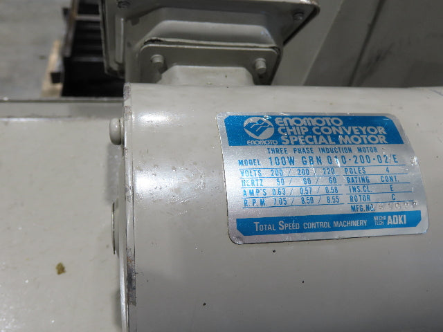 Enomoto Hinge Belt CNC Chip Conveyor 15"x 62" Infeed 30" Discharge 220V 3PH